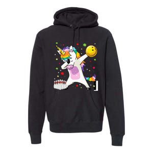 Dabbing Unicorn Bowling Funny Bowling Boy Girl Premium Hoodie