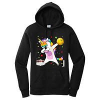 Dabbing Unicorn Bowling Funny Bowling Boy Girl Women's Pullover Hoodie