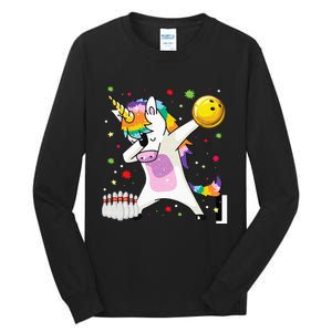 Dabbing Unicorn Bowling Funny Bowling Boy Girl Tall Long Sleeve T-Shirt