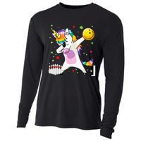 Dabbing Unicorn Bowling Funny Bowling Boy Girl Cooling Performance Long Sleeve Crew