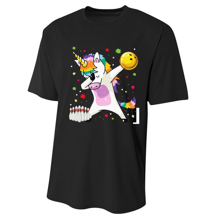 Dabbing Unicorn Bowling Funny Bowling Boy Girl Performance Sprint T-Shirt