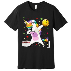 Dabbing Unicorn Bowling Funny Bowling Boy Girl Premium T-Shirt