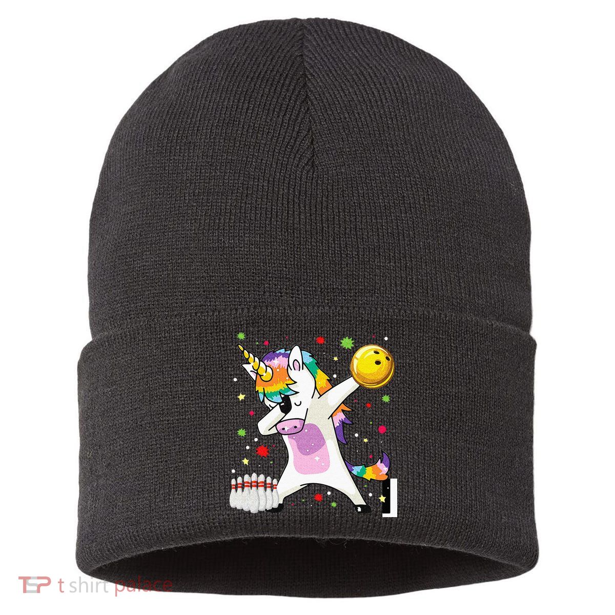Dabbing Unicorn Bowling Funny Bowling Boy Girl Sustainable Knit Beanie