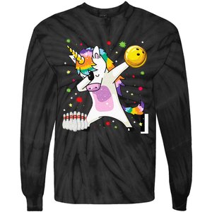 Dabbing Unicorn Bowling Funny Bowling Boy Girl Tie-Dye Long Sleeve Shirt