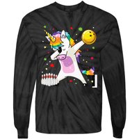 Dabbing Unicorn Bowling Funny Bowling Boy Girl Tie-Dye Long Sleeve Shirt