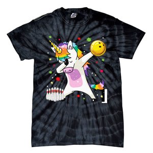 Dabbing Unicorn Bowling Funny Bowling Boy Girl Tie-Dye T-Shirt