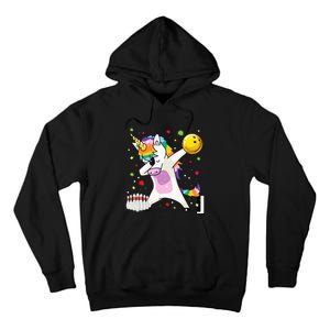 Dabbing Unicorn Bowling Funny Bowling Boy Girl Tall Hoodie