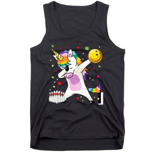 Dabbing Unicorn Bowling Funny Bowling Boy Girl Tank Top