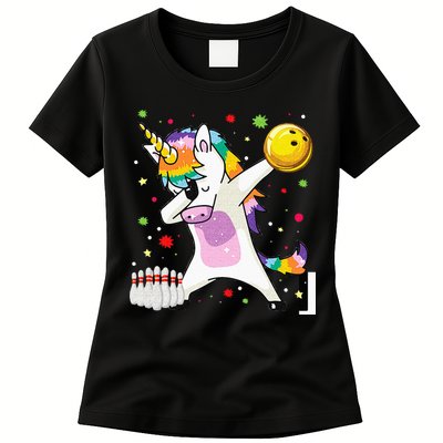 Dabbing Unicorn Bowling Funny Bowling Boy Girl Womens T-Shirt