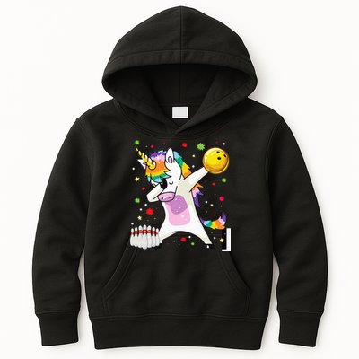 Dabbing Unicorn Bowling Funny Bowling Boy Girl Kids Hoodie