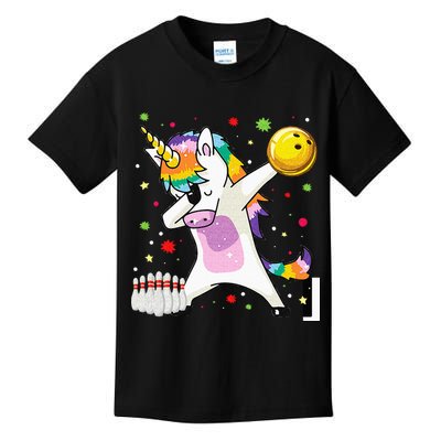 Dabbing Unicorn Bowling Funny Bowling Boy Girl Kids T-Shirt