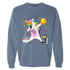 Dabbing Unicorn Bowling Funny Bowling Boy Girl Garment-Dyed Sweatshirt