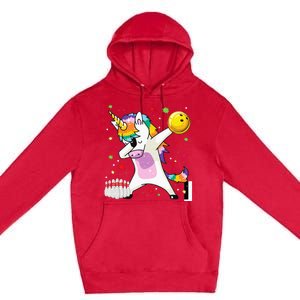 Dabbing Unicorn Bowling Funny Bowling Boy Girl Premium Pullover Hoodie