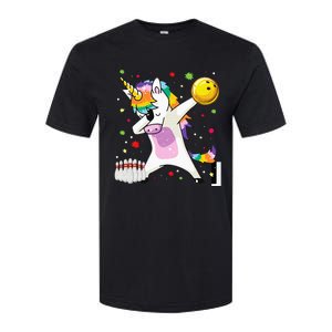 Dabbing Unicorn Bowling Funny Bowling Boy Girl Softstyle CVC T-Shirt