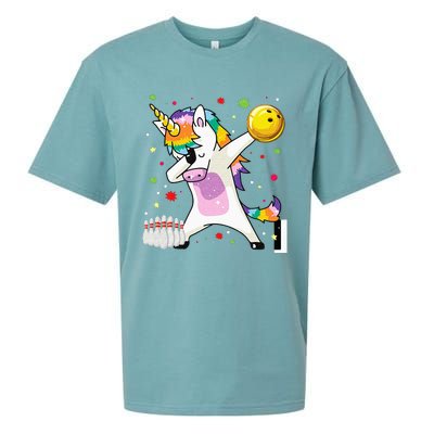 Dabbing Unicorn Bowling Funny Bowling Boy Girl Sueded Cloud Jersey T-Shirt