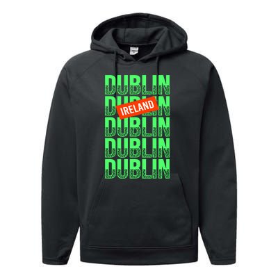 Dublin Ireland Typography Performance Fleece Hoodie