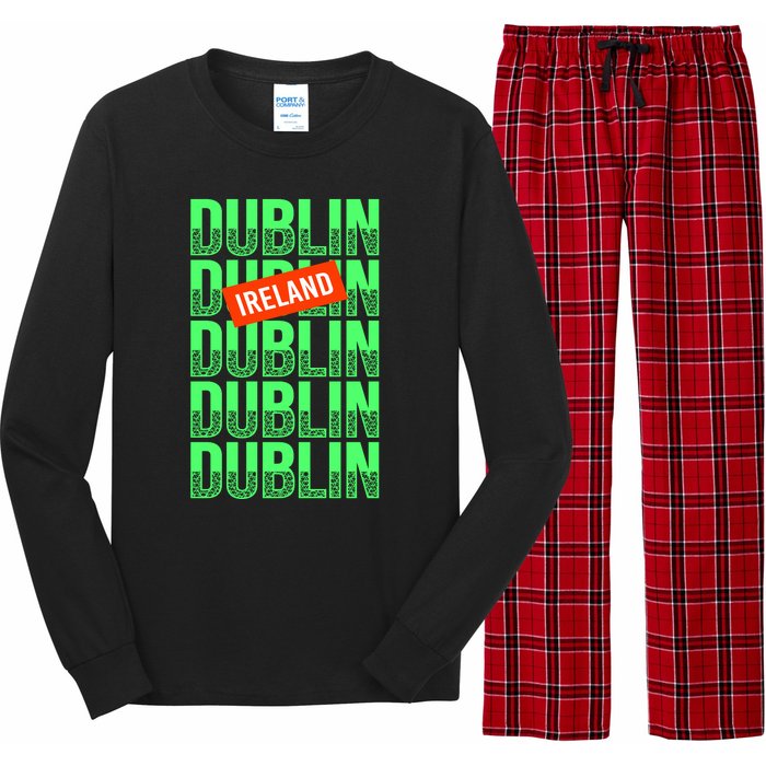 Dublin Ireland Typography Long Sleeve Pajama Set