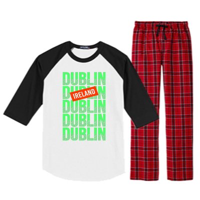 Dublin Ireland Typography Raglan Sleeve Pajama Set