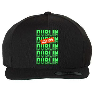 Dublin Ireland Typography Wool Snapback Cap