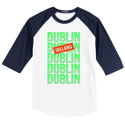 Dublin Ireland Typography Baseball Sleeve Shirt