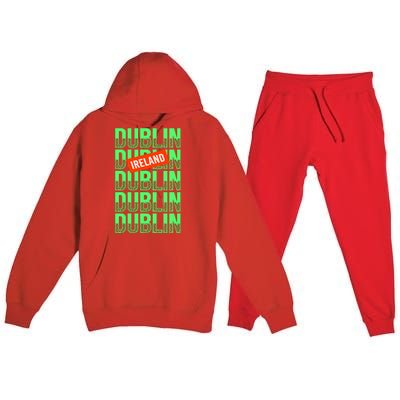 Dublin Ireland Typography Premium Hooded Sweatsuit Set