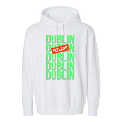 Dublin Ireland Typography Garment-Dyed Fleece Hoodie