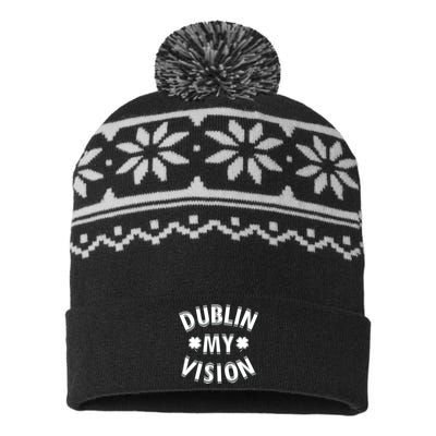 Dublin My Vision Drunk Clover St. Patrick's Day Drinking USA-Made Snowflake Beanie