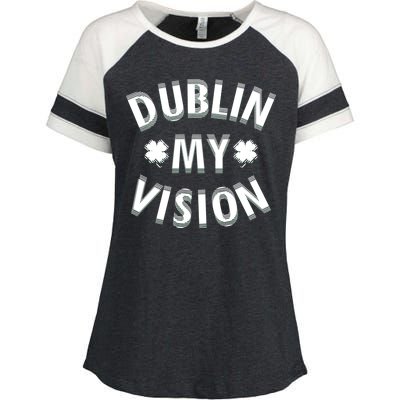 Dublin My Vision Drunk Clover St. Patrick's Day Drinking Enza Ladies Jersey Colorblock Tee