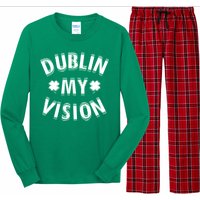 Dublin My Vision Drunk Clover St. Patrick's Day Drinking Long Sleeve Pajama Set