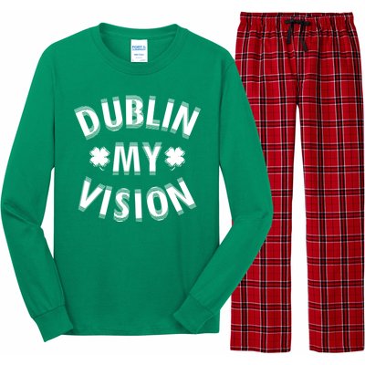 Dublin My Vision Drunk Clover St. Patrick's Day Drinking Long Sleeve Pajama Set