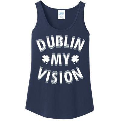 Dublin My Vision Drunk Clover St. Patrick's Day Drinking Ladies Essential Tank