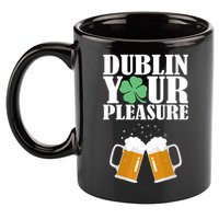 Dublin Your Pleasure Irish Beer Clover 11oz C Handle Ceramic Mug