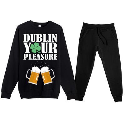 Dublin Your Pleasure Irish Beer Clover Premium Crewneck Sweatsuit Set