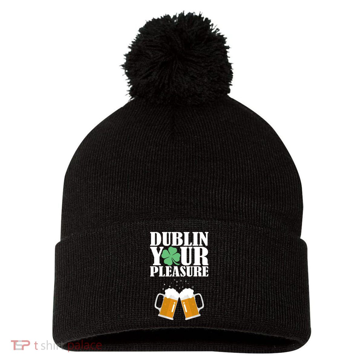 Dublin Your Pleasure Irish Beer Clover Pom Pom 12in Knit Beanie