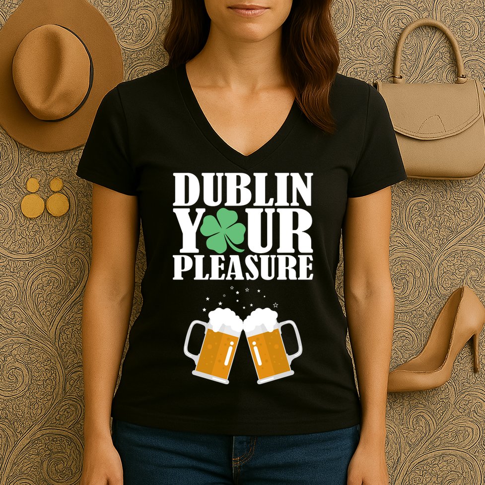 Dublin Your Pleasure Irish Beer Clover Women's V-Neck T-Shirt