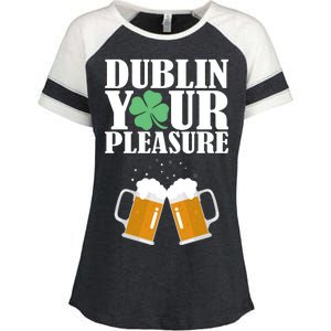 Dublin Your Pleasure Irish Beer Clover Enza Ladies Jersey Colorblock Tee