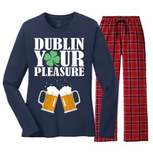 Dublin Your Pleasure Irish Beer Clover Women's Long Sleeve Flannel Pajama Set 