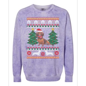 Dachshund Ugly Christmas Funny Holiday Dog Lover Xmas Gift Colorblast Crewneck Sweatshirt