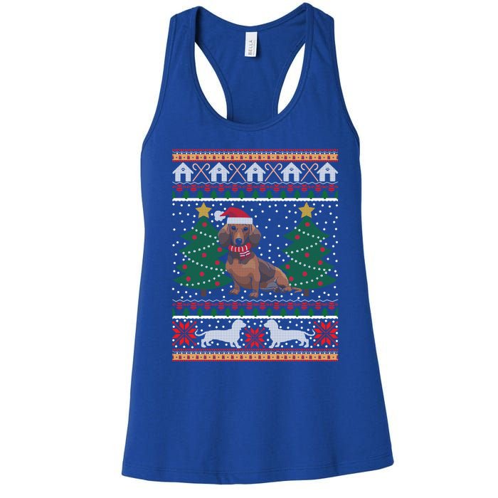 Dachshund Ugly Christmas Funny Holiday Dog Lover Xmas Gift Women's Racerback Tank