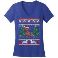 Dachshund Ugly Christmas Funny Holiday Dog Lover Xmas Gift Women's V-Neck T-Shirt