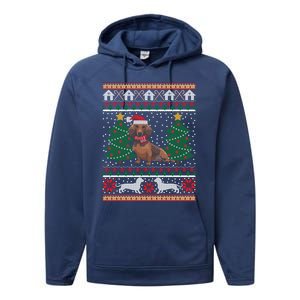 Dachshund Ugly Christmas Funny Holiday Dog Lover Xmas Gift Performance Fleece Hoodie