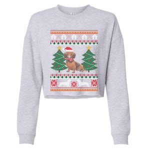 Dachshund Ugly Christmas Funny Holiday Dog Lover Xmas Gift Cropped Pullover Crew