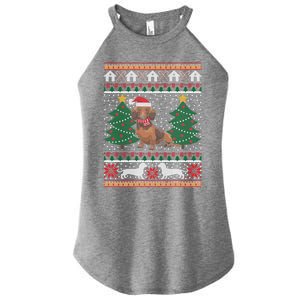 Dachshund Ugly Christmas Funny Holiday Dog Lover Xmas Gift Women's Perfect Tri Rocker Tank