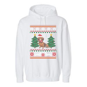 Dachshund Ugly Christmas Funny Holiday Dog Lover Xmas Gift Garment-Dyed Fleece Hoodie