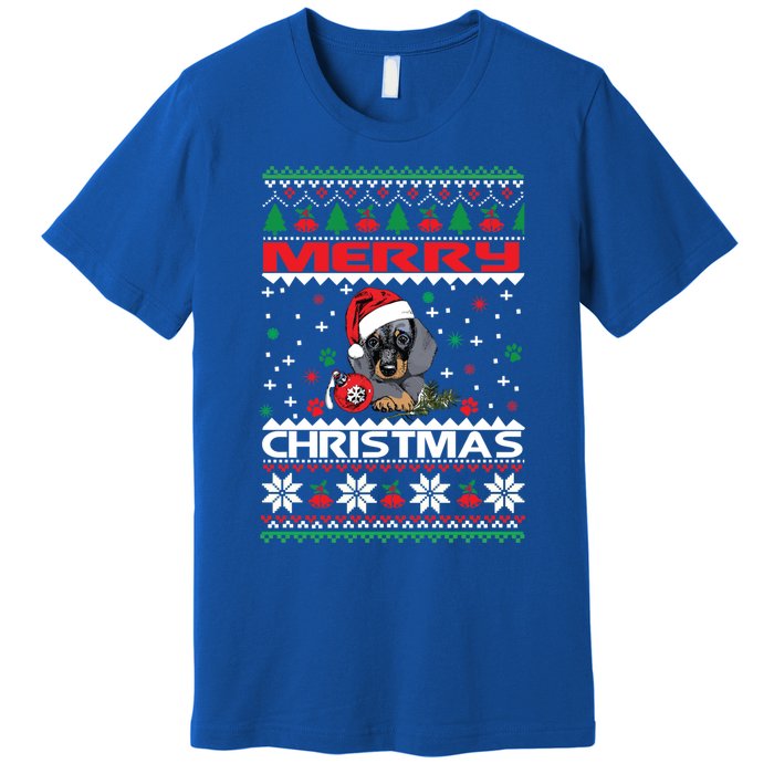 Dog Ugly Christmas Sweater Style Design Cute Dachshund Xmas Cute Gift Premium T-Shirt