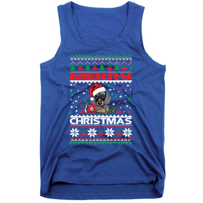 Dog Ugly Christmas Sweater Style Design Cute Dachshund Xmas Cute Gift Tank Top