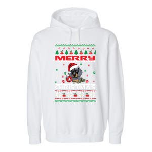 Dog Ugly Christmas Sweater Style Design Cute Dachshund Xmas Cute Gift Garment-Dyed Fleece Hoodie