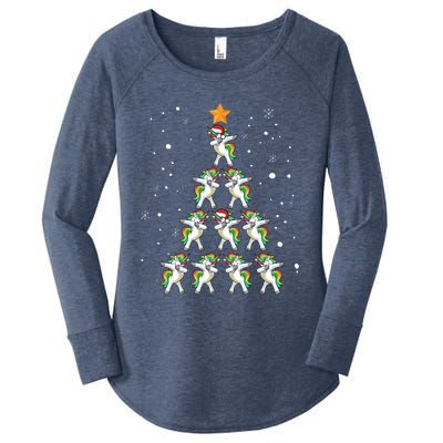 Dabbing Unicorn Christmas Gift Dab Christmas Tree Women's Perfect Tri Tunic Long Sleeve Shirt