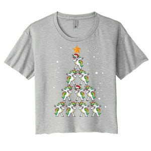 Dabbing Unicorn Christmas Gift Dab Christmas Tree Women's Crop Top Tee