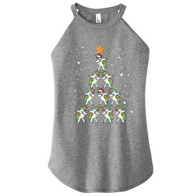 Dabbing Unicorn Christmas Gift Dab Christmas Tree Women’s Perfect Tri Rocker Tank